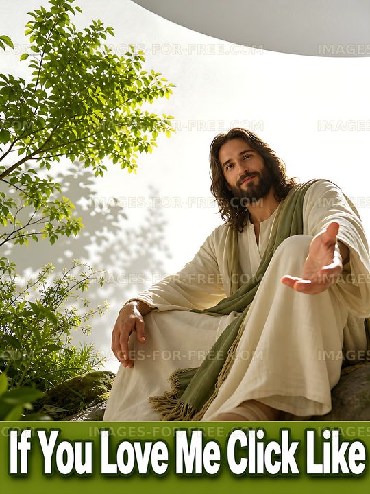 Man in religious attire gestures invitingly in natural setting