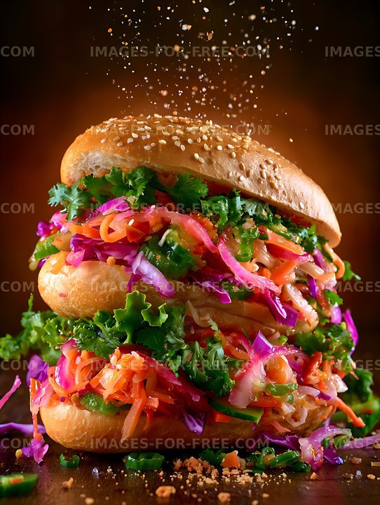 Fresh vegetable sandwich topped with sesame seeds