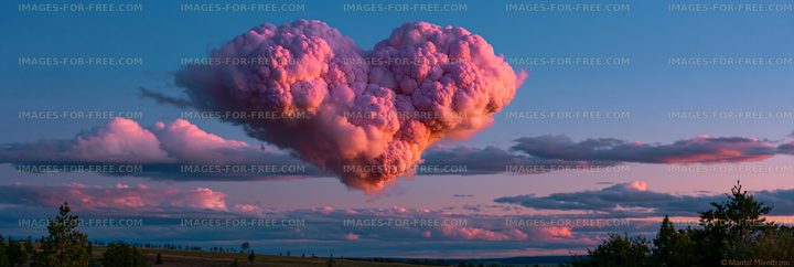 Towering pink storm cloud at sunset