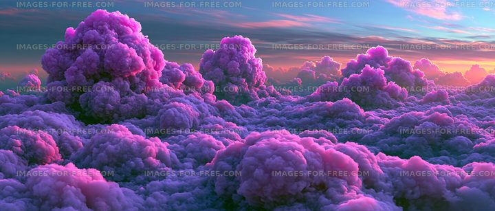 Colorful billowing clouds at sunset