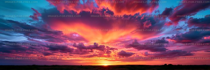 Panoramic colorful sunset and cloudscape