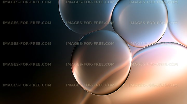 Overlapping translucent spheres in blue and peach light