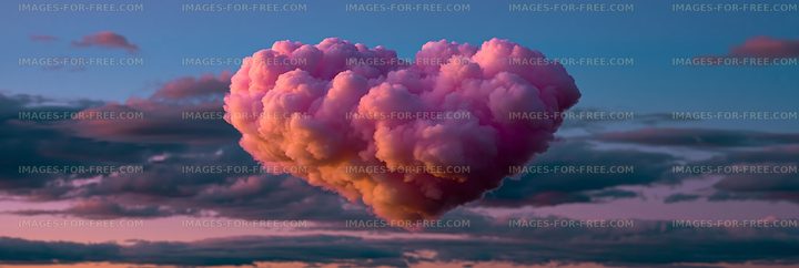 Large pink and purple storm cloud in a sunset sky
