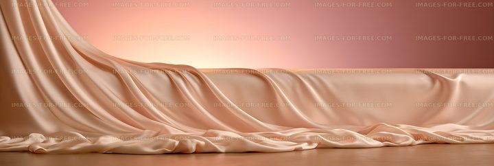 Flowing peach satin textile with elegant folds