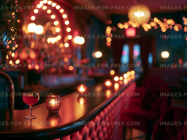 Warm ambiance in a bar with cocktails and soft lighting
