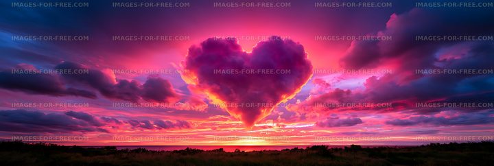 Vivid colorful sunset and towering clouds above a coastal horizon