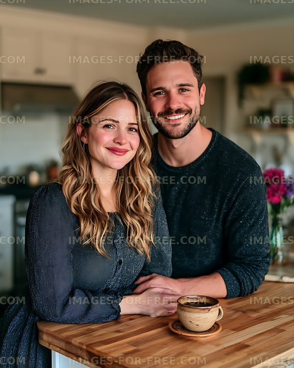 Happy couple enjoying a relaxed moment at home