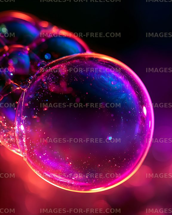 Abstract glowing bubbles in vivid neon colors