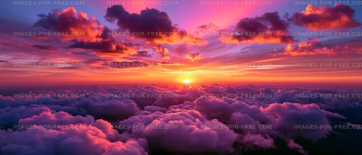 Colorful sunset over billowing clouds