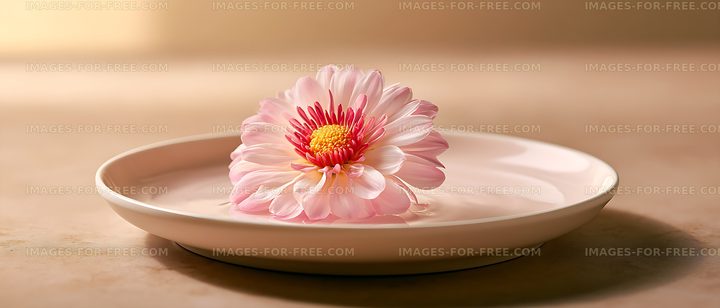 Delicate pink blossom floating in water