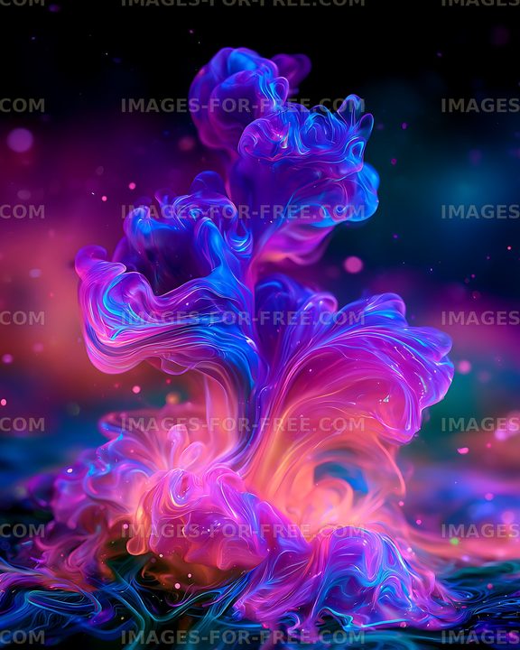 Vibrant abstract neon fluid forms
