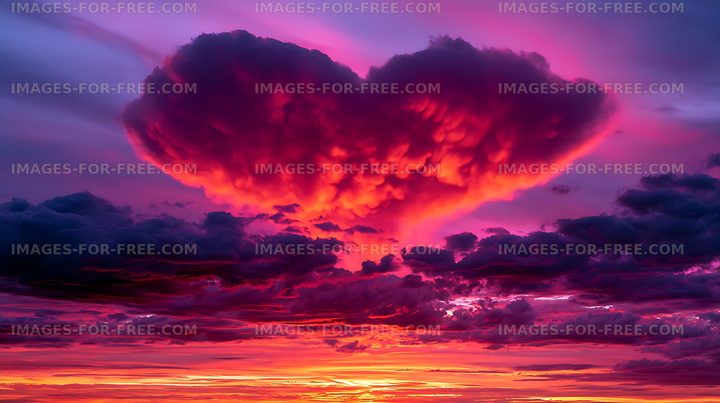 Towering storm clouds glowing above a colorful sunset