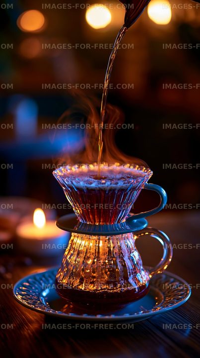Pour Over Coffee Brewing in Glassware