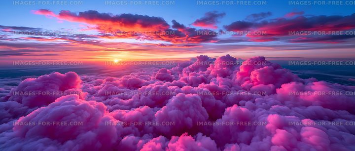 Colorful sunset over billowing clouds