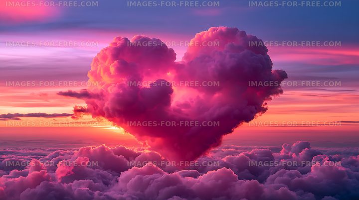 Towering pink cloud glowing over a colorful sunset sky