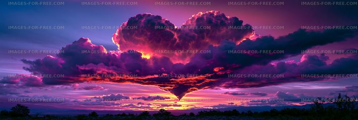 Vivid sunset with towering storm clouds