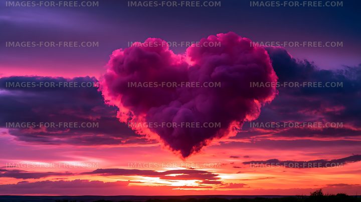 Magenta storm cloud above a vivid sunset