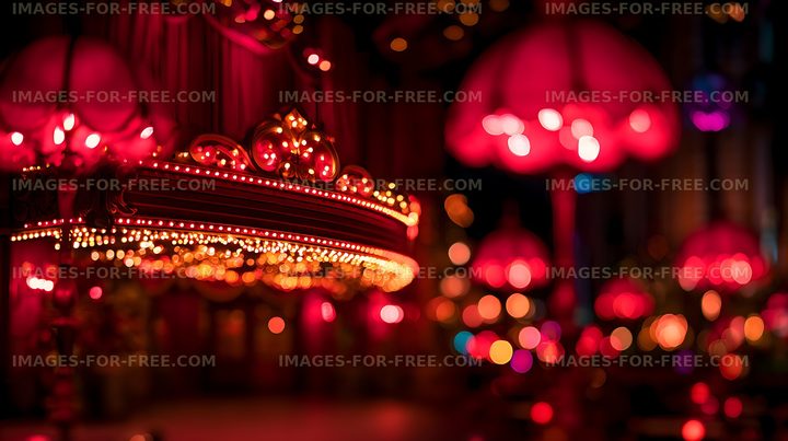 Colorful carousel lights with bokeh at night
