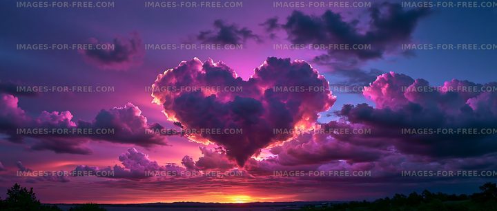 Vivid cloudscape with glowing sunset and dark landscape