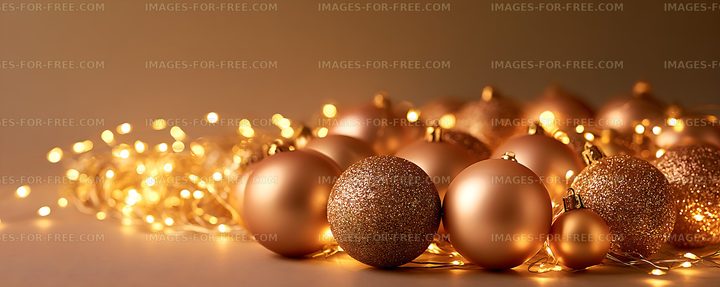 Warm festive Christmas baubles and glowing lights