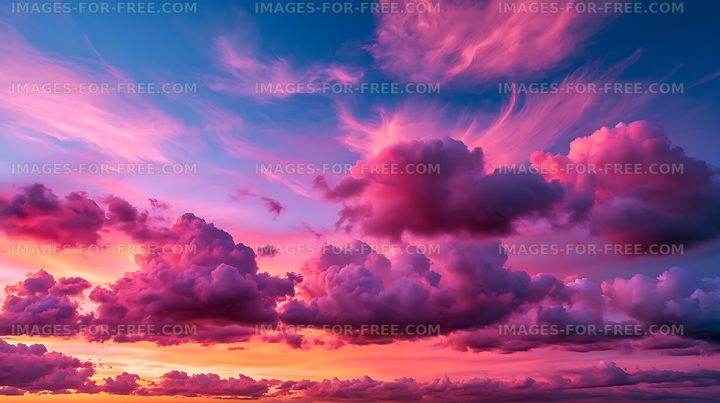 Colorful sunset cloudscape in pink and purple