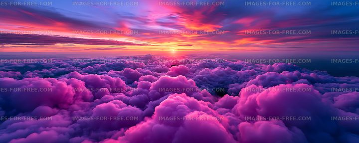Colorful sunset over illuminated cloudscape