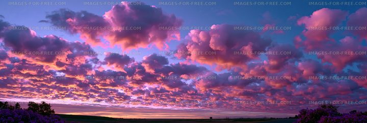 Colorful sunset sky above countryside horizon