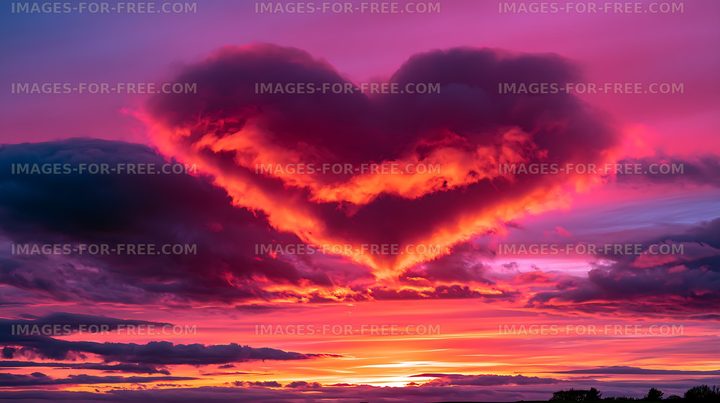 Vivid orange and pink sunset beneath dramatic storm clouds