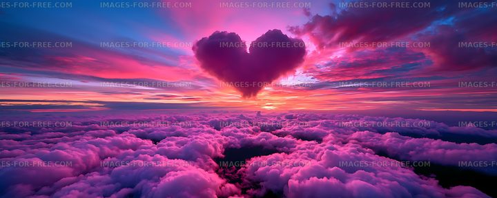 Pink and purple sunset over illuminated clouds