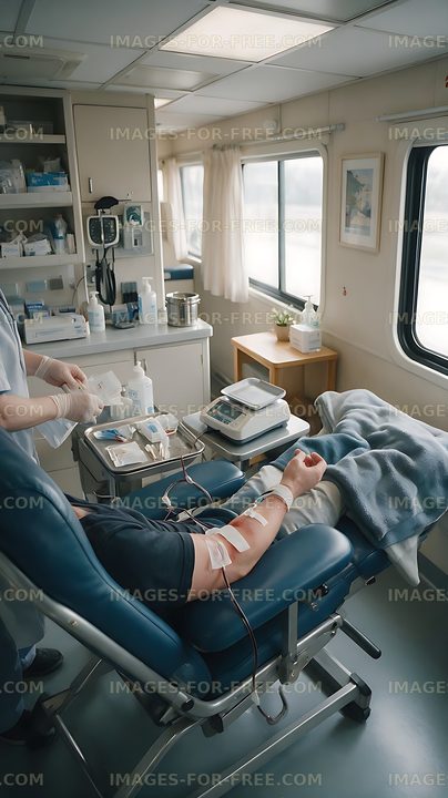Blood donor reclining in chair during a collection procedure