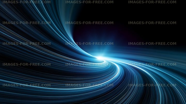 Blue abstract light trails with sweeping curves