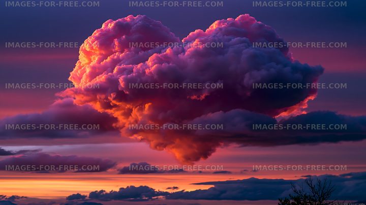 Towering storm cloud glowing in sunset colors