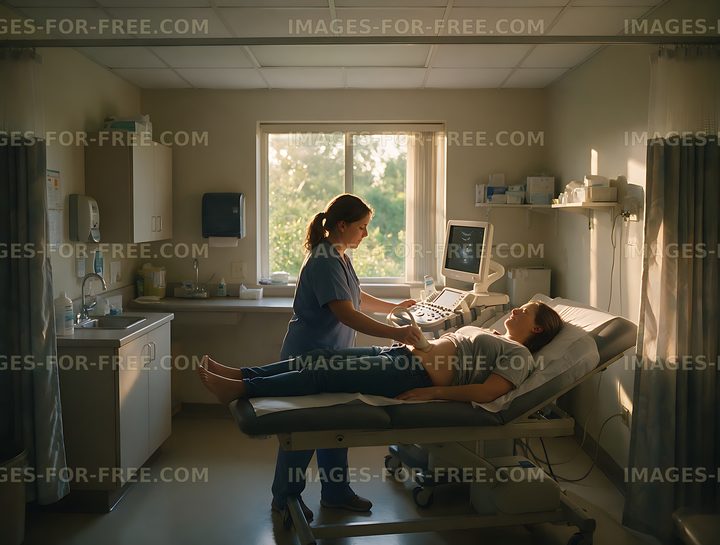 Sonographer conducting an ultrasound examination