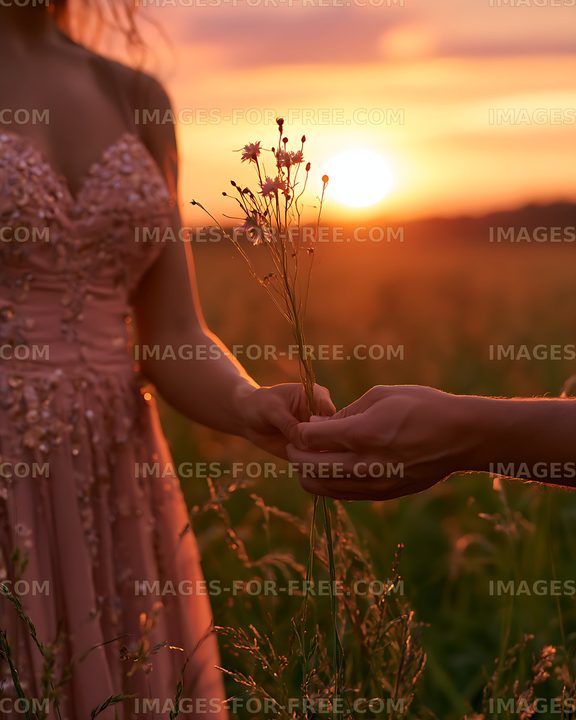 Wildflower exchange in warm sunset light