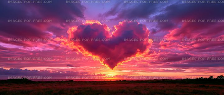 Colorful sunset clouds above an open grassy horizon
