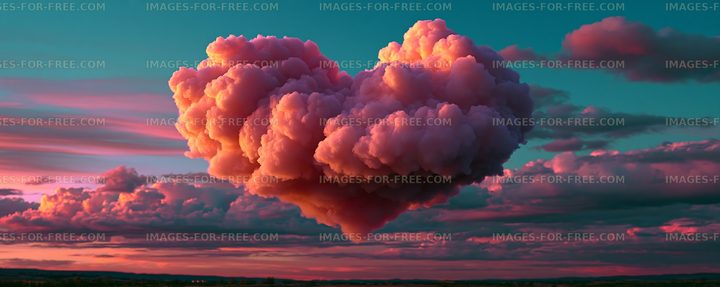 Pink and purple storm cloud at sunset