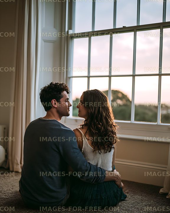 Two people sharing a quiet moment by a window