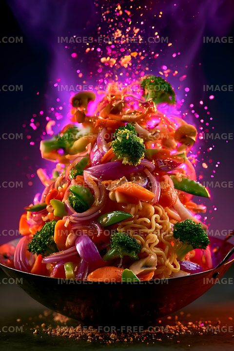 Vibrant vegetable noodles with mixed fresh vegetables