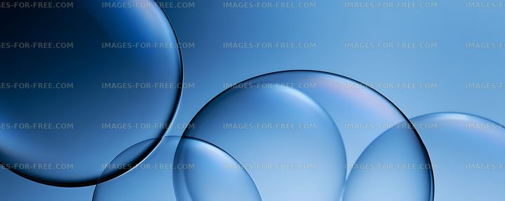 Blue abstract spheres and layered circular forms
