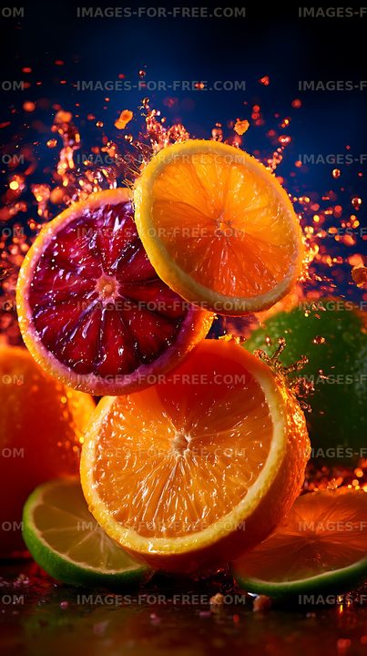 Vibrant citrus fruit with dynamic splash