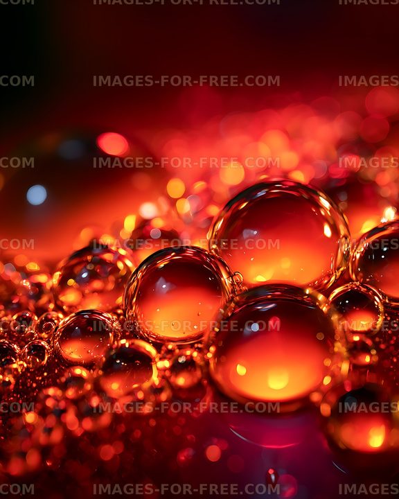 Luminous abstract composition of red glass spheres