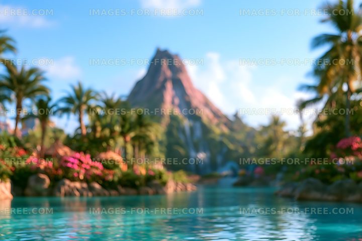 Soft focus tropical lagoon landscape
