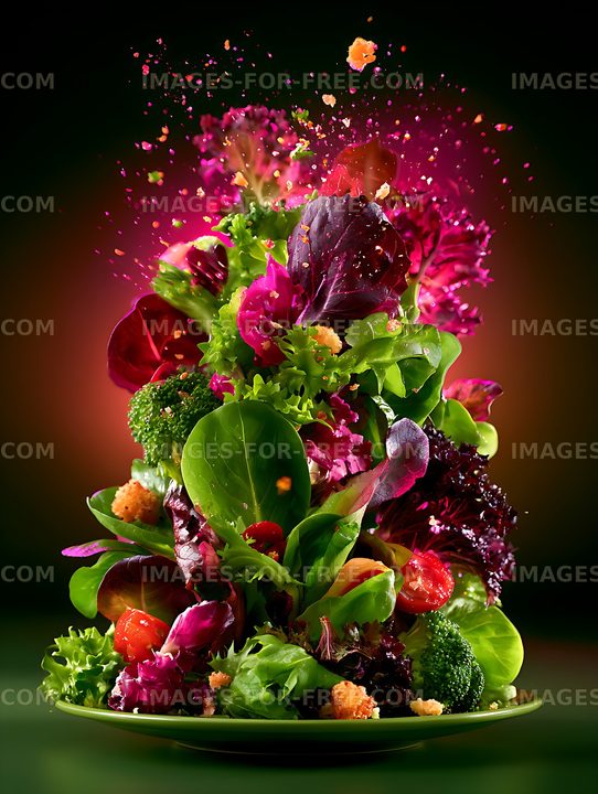 Vibrant vegetable salad with scattered ingredients