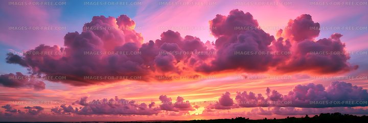 Colorful sunset clouds over a distant horizon