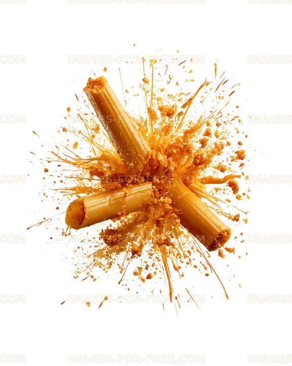 Filled pasta with orange sauce splash on white