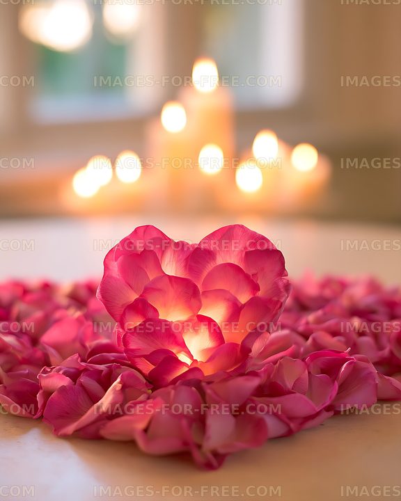 Vivid pink flower with petals and glowing bokeh lights