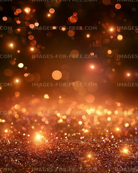Abstract golden bokeh glow with sparkling foreground