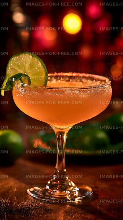 Orange citrus cocktail with lime and salted rim