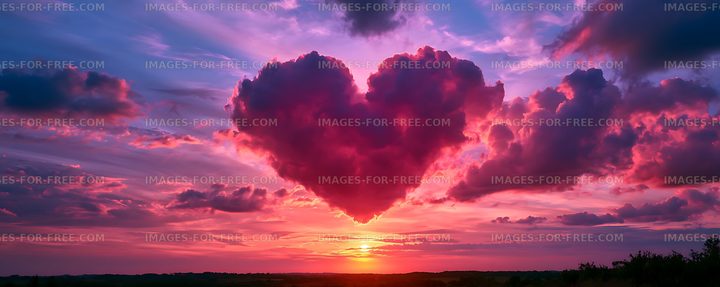 Colorful sunset with towering pink and purple clouds