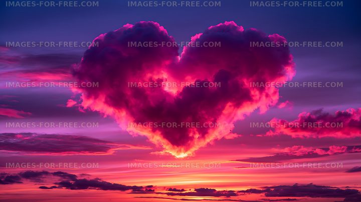 Vivid purple and pink sunset clouds